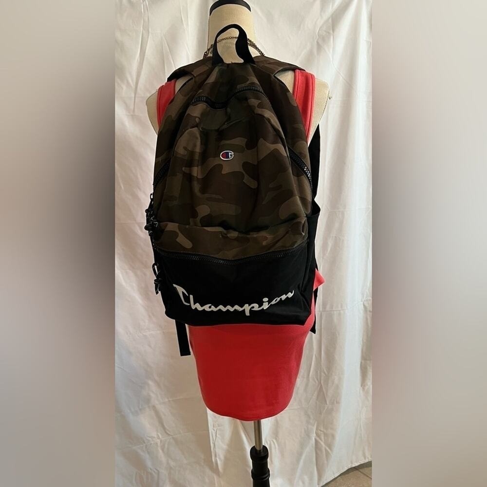 CHAMPION Unisex Camo/Army Grid Print & Black Laptop Backpack School Gym Weekend